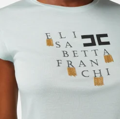 Elisabetta Franchi T-Shirt In Jersey Con Logo E Frange^ Top, T-Shirt & Body