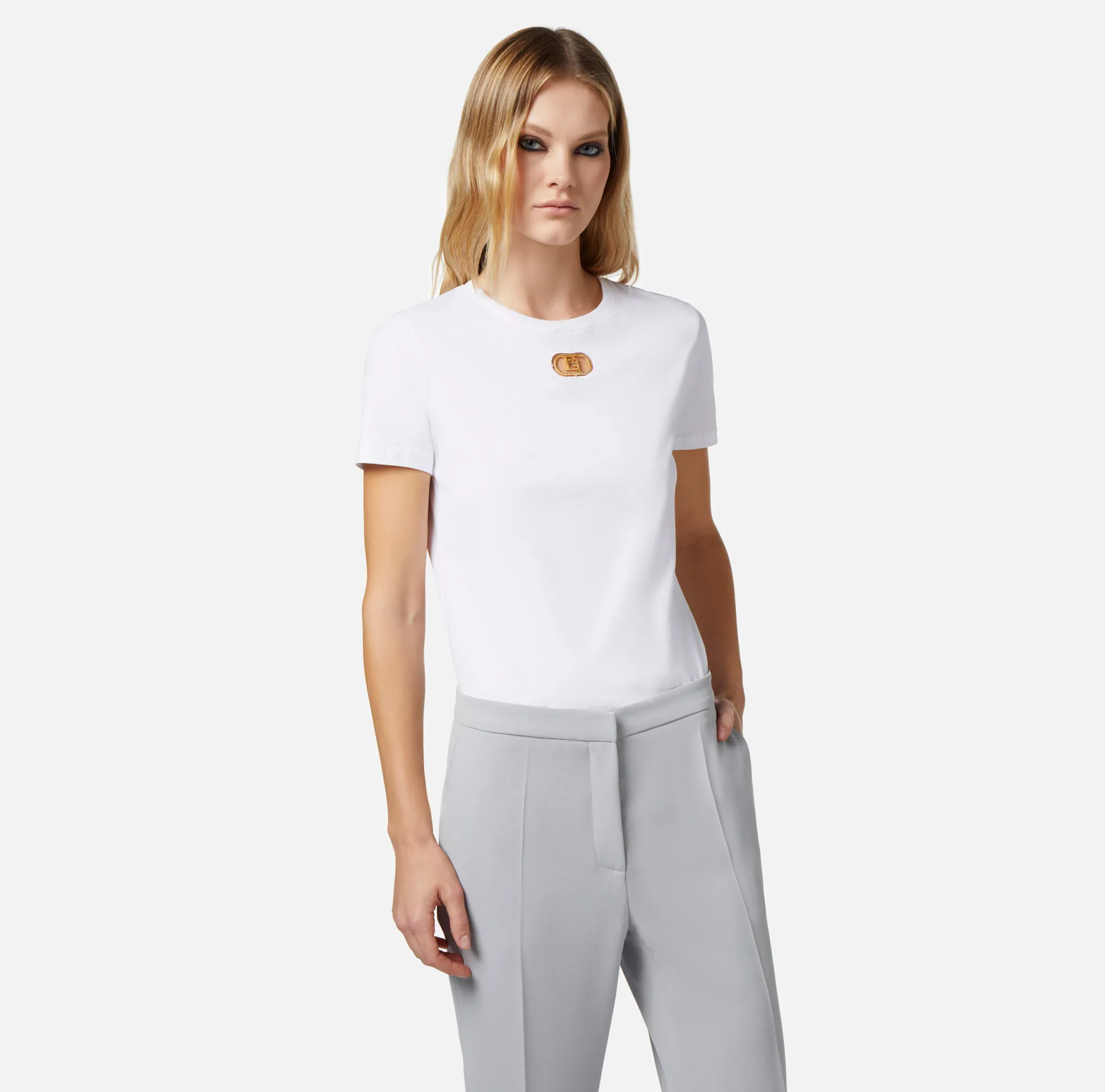 Elisabetta Franchi T-Shirt In Jersey Con Placca Logo^ Top, T-Shirt & Body