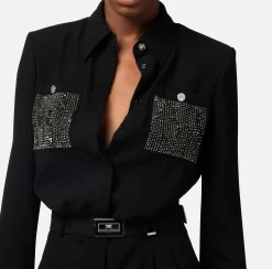 Elisabetta Franchi Tuta Corta In Crepe Con Ricamo^ Tute