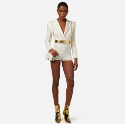 Elisabetta Franchi Tuta Corta In Raso Jacquard Con Cintura^ Tute