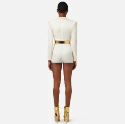 Elisabetta Franchi Tuta Corta In Raso Jacquard Con Cintura^ Tute