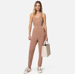 Elisabetta Franchi Tuta In Cotone Con Bande Logate E Ricamo^ Tute