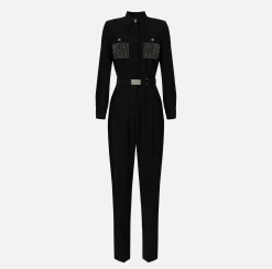 Elisabetta Franchi Tuta In Crepe Con Tasche Ricamate^ Tute