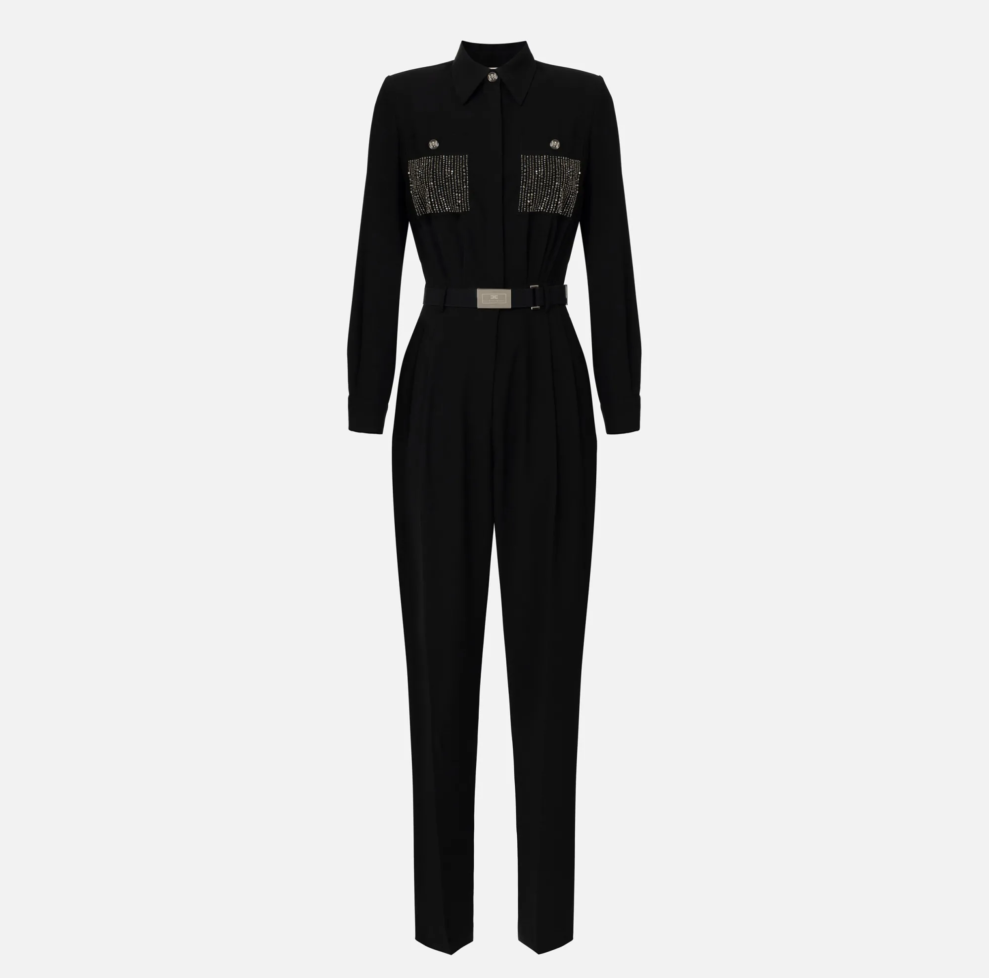 Elisabetta Franchi Tuta In Crepe Con Tasche Ricamate^ Tute