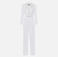 Elisabetta Franchi Tuta In Crepe Con Top In Pizzo E Cintura^ Tute