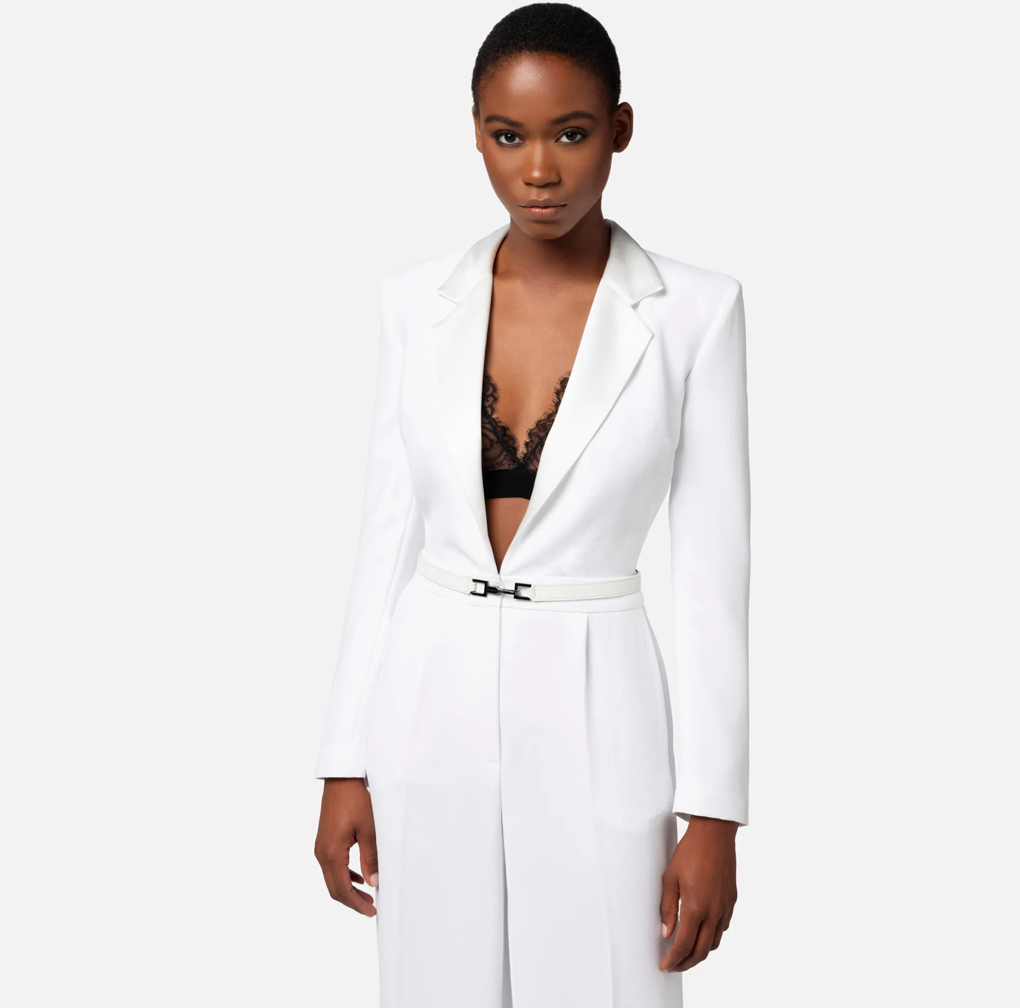 Elisabetta Franchi Tuta In Crepe Con Top In Pizzo E Cintura^ Tute