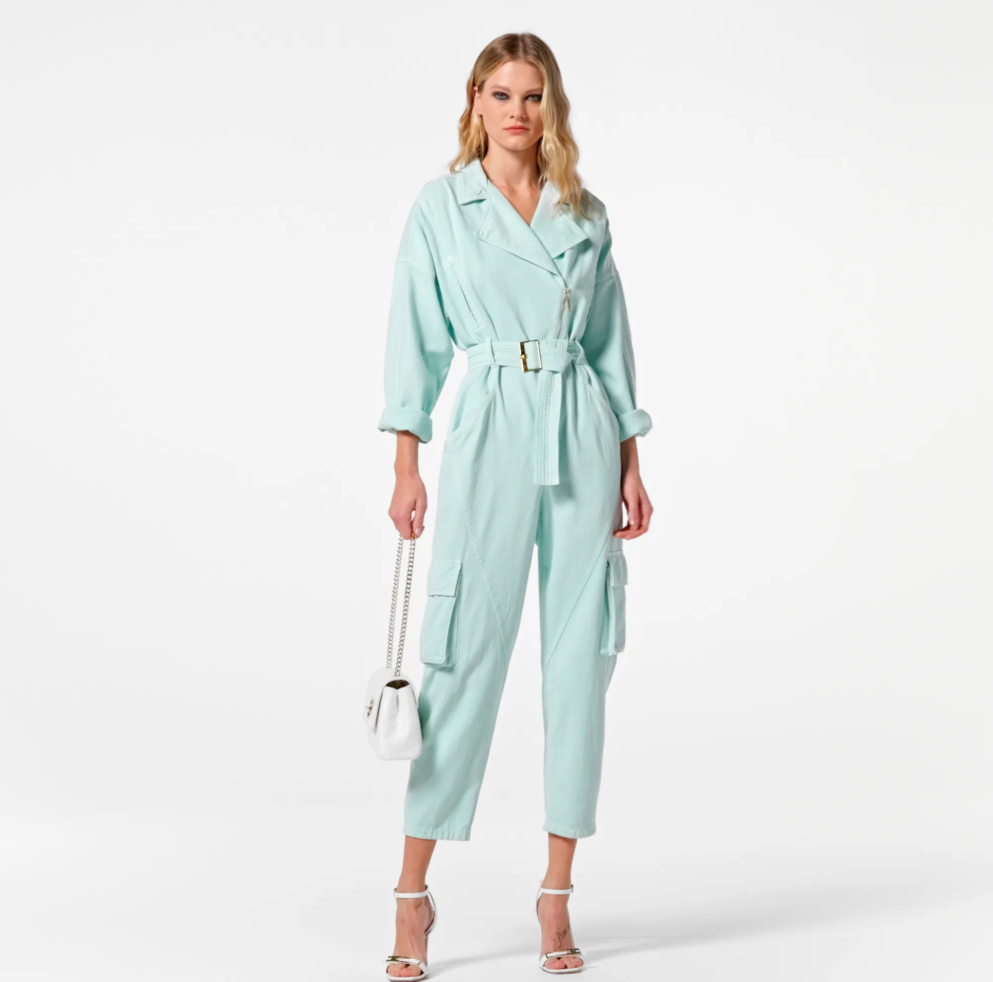 Elisabetta Franchi Tuta In Denim Cargo^ Tute