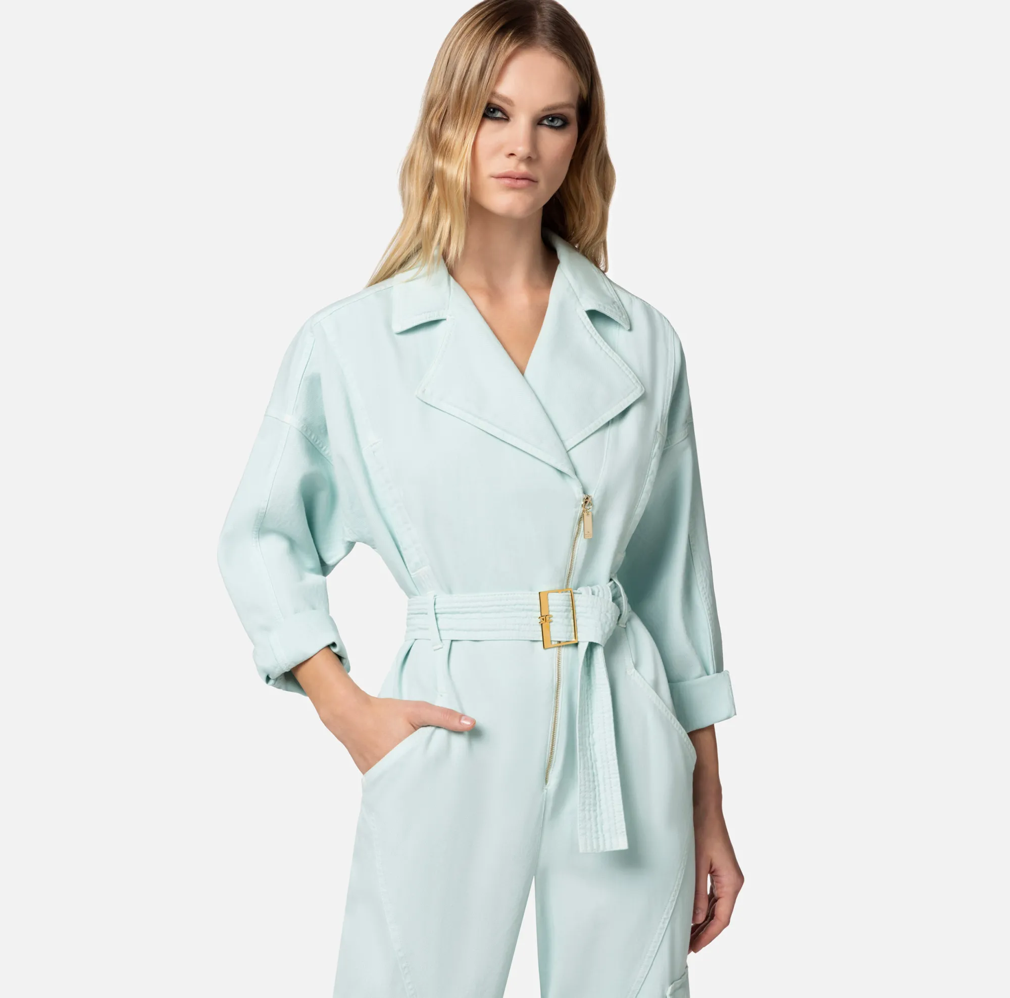 Elisabetta Franchi Tuta In Denim Cargo^ Tute
