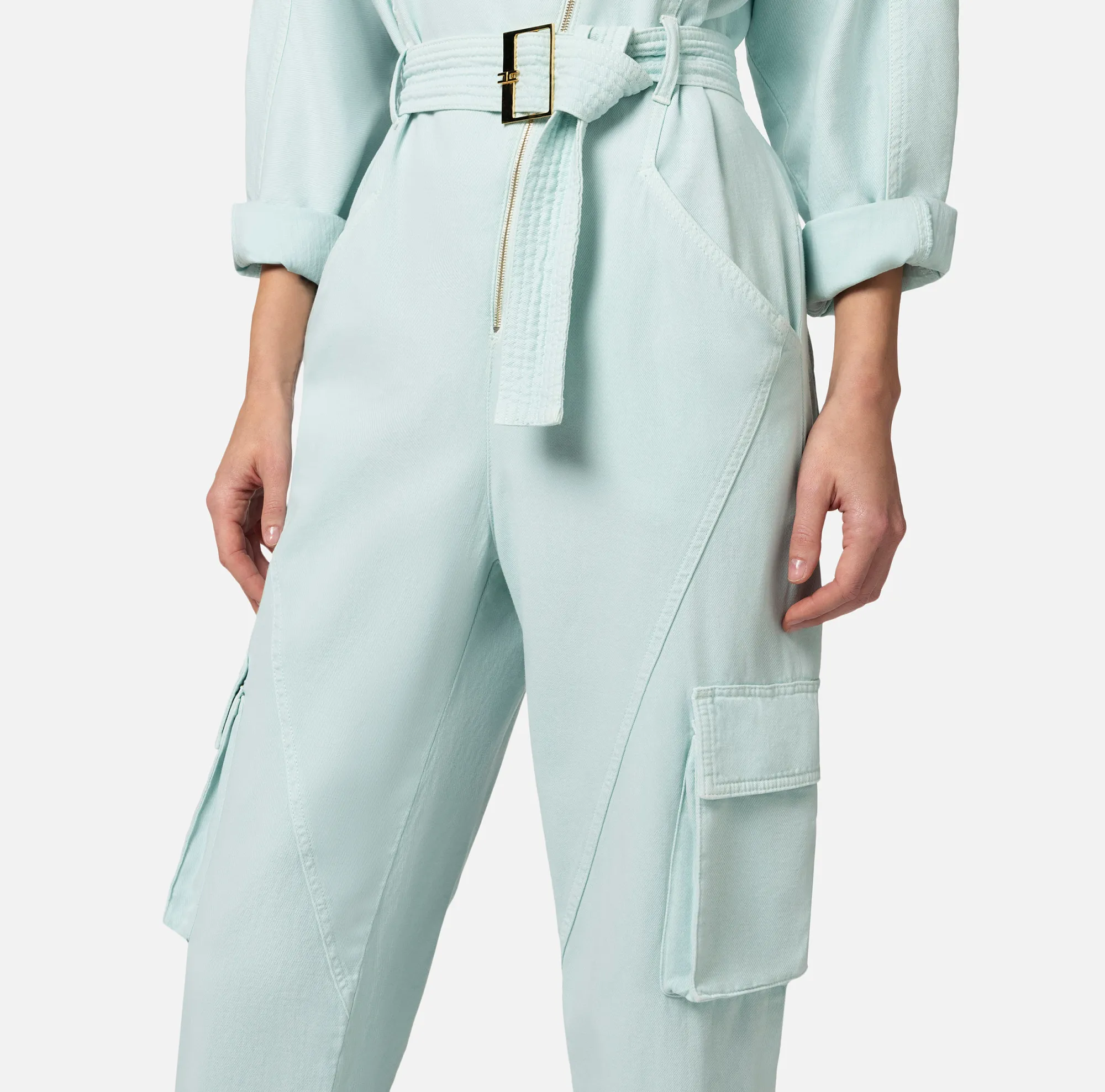 Elisabetta Franchi Tuta In Denim Cargo^ Tute