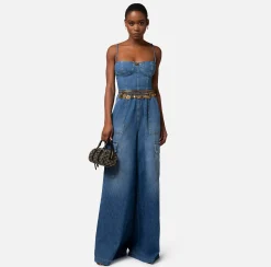 Elisabetta Franchi Tuta In Denim Con Top Bustier^ Tute