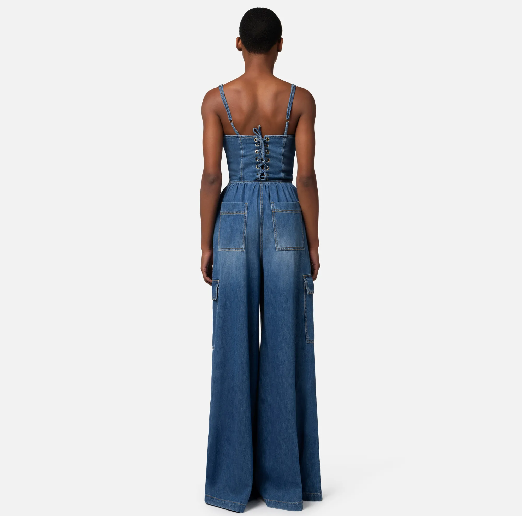 Elisabetta Franchi Tuta In Denim Con Top Bustier^ Tute
