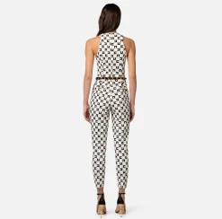 Elisabetta Franchi Tuta In Doppio Crepe Stampa Logo Con Cintura Catena^ Tute