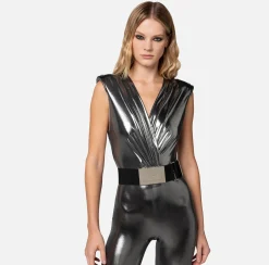 Elisabetta Franchi Tuta In Jersey Laminato Con Cintura^ Tute