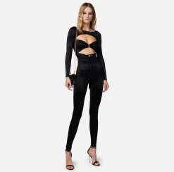 Elisabetta Franchi Tuta In Lycra Lucida Con Cut Out^ Tute